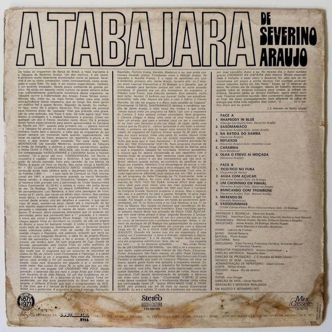 Severino Araújo e Orquestra Tabajara - A Tabajara De Severino Araújo (LP)