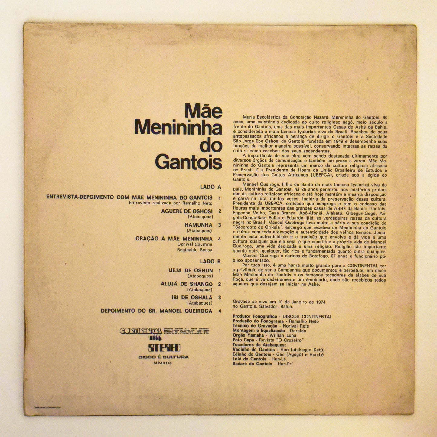 Mae Menininha Do Gantois - Mãe Menininha Do Gantois (Gravado Ao Vivo No Gantois, Salvador) (LP)