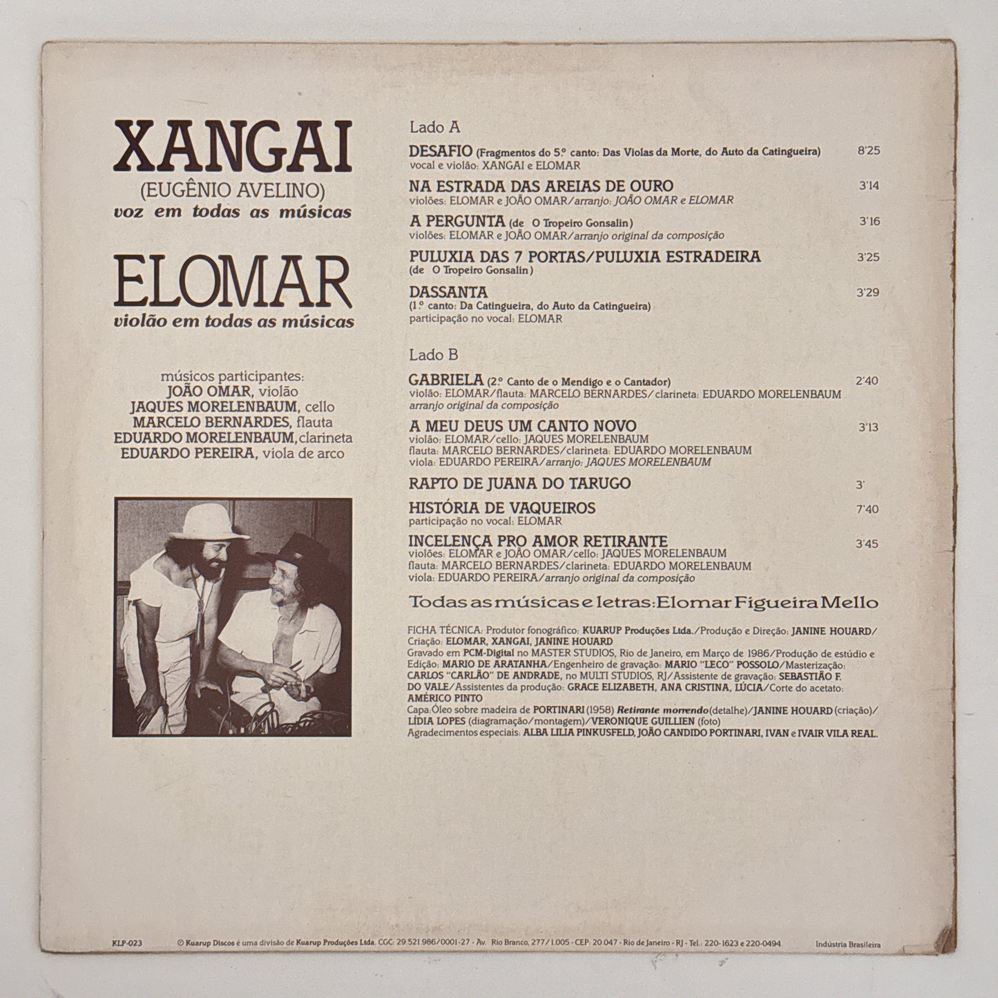 Xangai - Xangai Canta Cantigas, Incelenças, Puluxias E Tiranas De Elomar (LP)