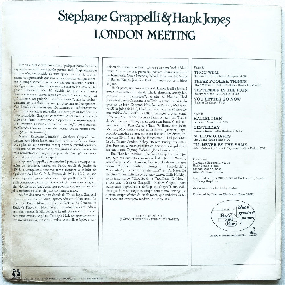 Stéphane Grappelli e Hank Jones — London Meeting - Imagem 2