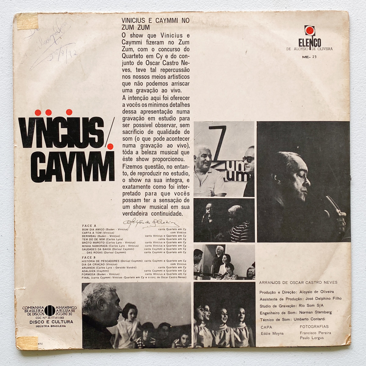 Vinicius De Moraes,Dorival Caymmi,Quarteto Em Cy e Conjunto Oscar Castro Neves — No Zum Zum - Imagem 2