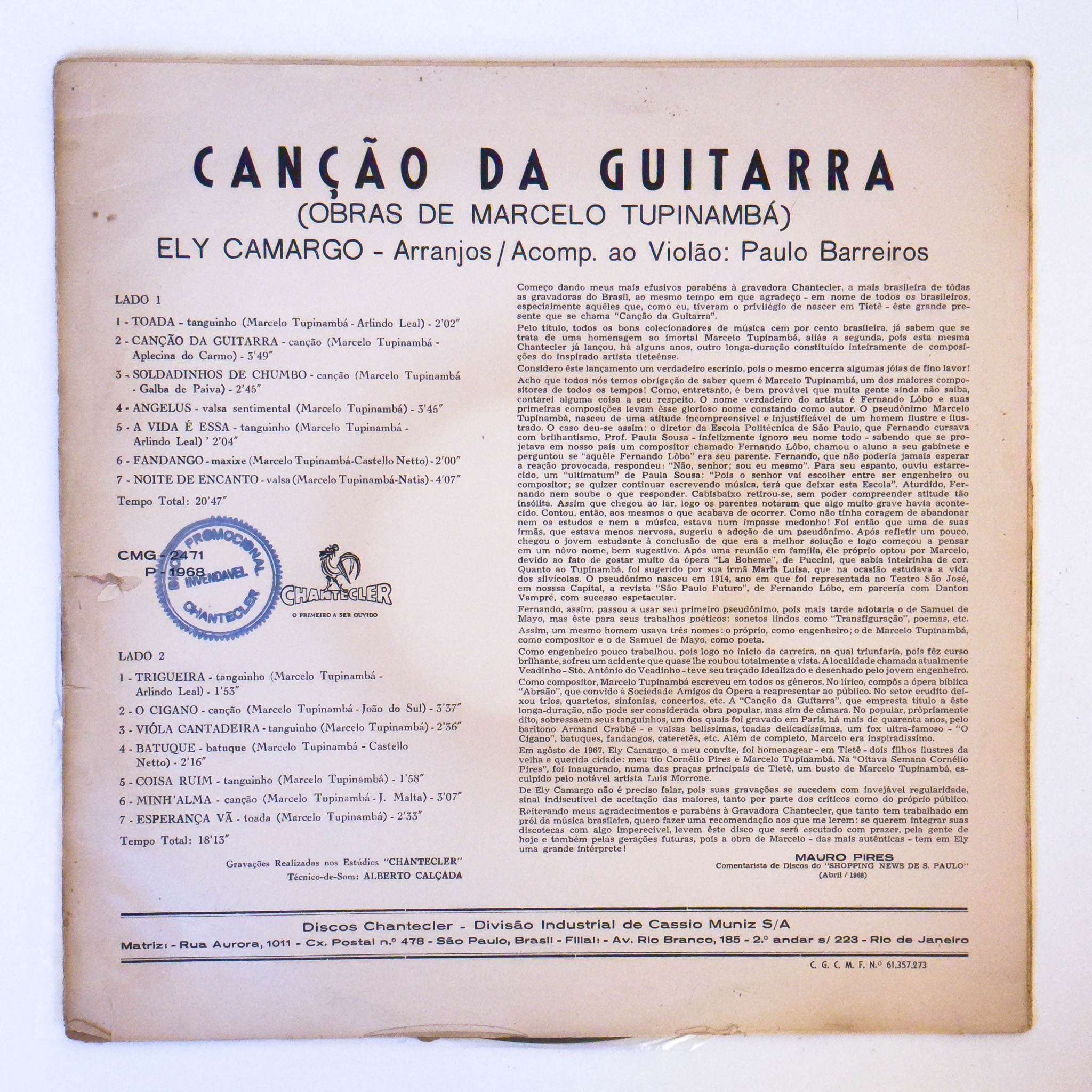 Ely Camargo — Canção Da Guitarra (Obras De Marcelo Tupinambá) - Imagem 2