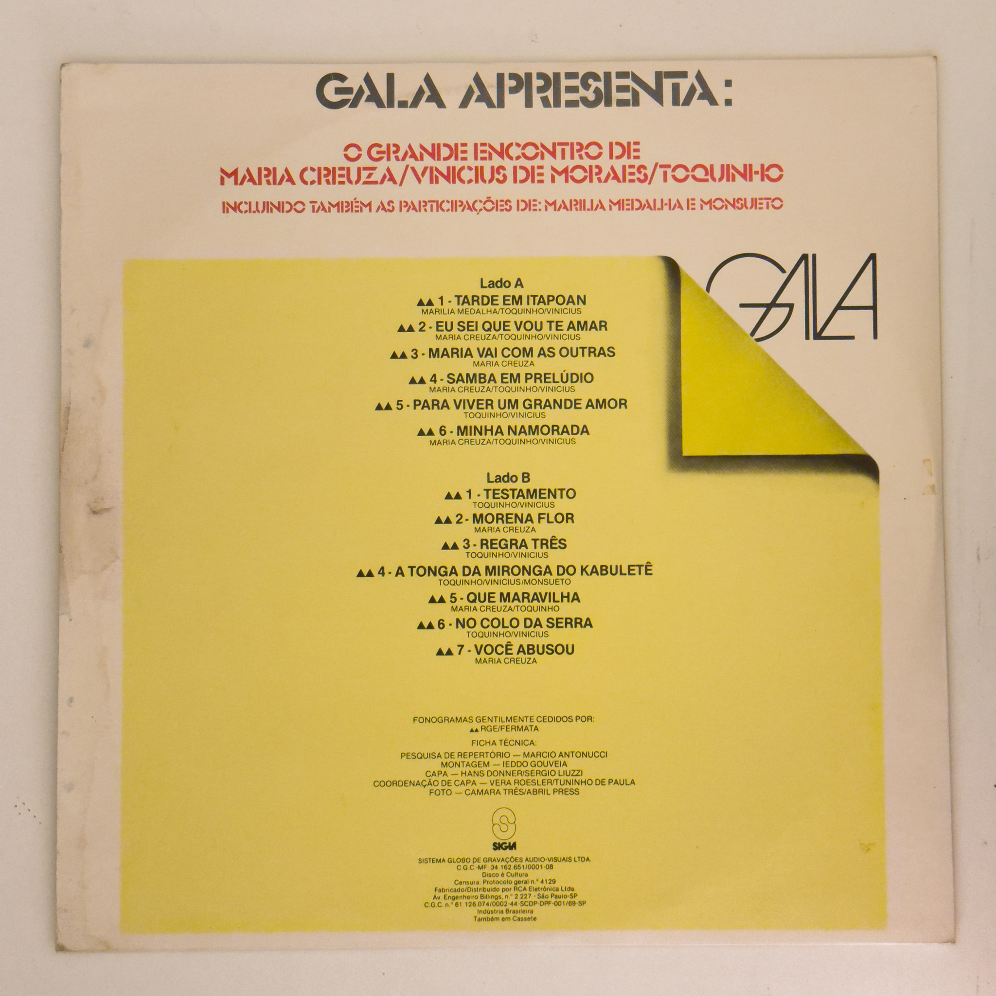 Maria Creuza,Vinicius De Moraes e Toquinho — Gala 79 Apresenta: O Grande Encontro De Maria Creuza / Vinicius De Moraes / Toquinho - Imagem 2